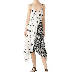 Fifteen Twenty Daisy Floral Midi Dress Handkerchief Hem Cami Boho Black White M
